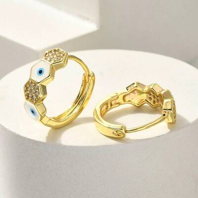Brass Clear Cubic Zirconia Hoop Earrings