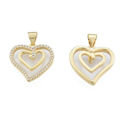 Brass Micro Pave Clear Cubic Zirconia Pendants