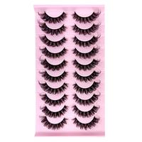 Fluffy False Eyelashes, 10 Pairs Natural Looking D Curl Faux Cluster Lashes, Volumized False Eyelashes for Women and Girls Ey...