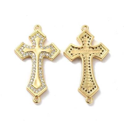 Brass Micro Pave Clear Cubic Zirconia Connetor Charms