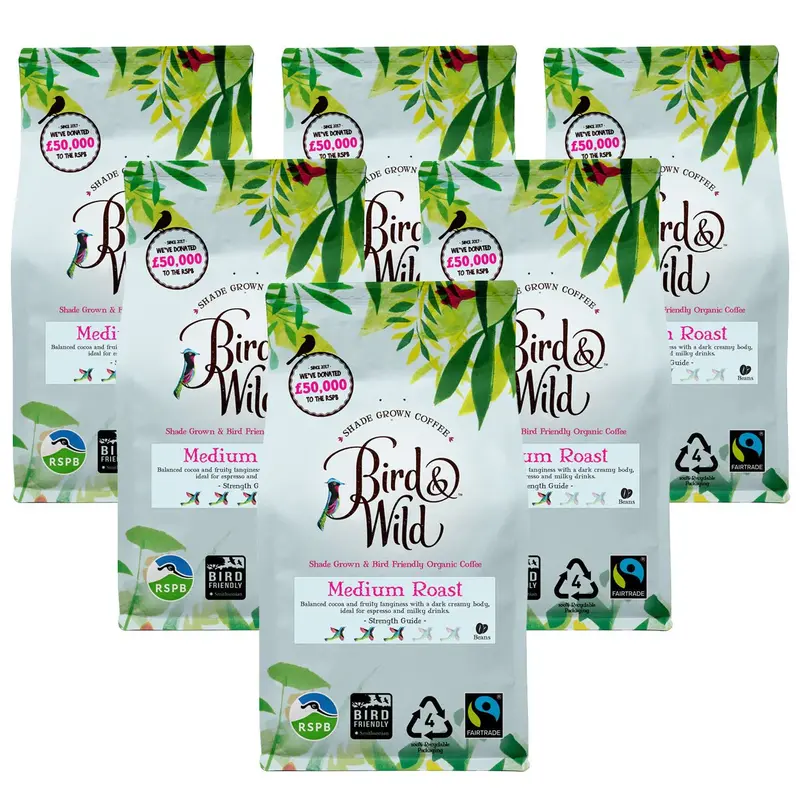 Medium Roast Fairtrade Organic Coffee, Beans or Ground - 200g, 500g, 1kg | Size: Ground | Grind: 6x 200g Case