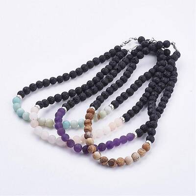 Frosted Natural Gemstone Beaded Necklaces