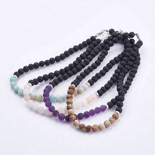 Frosted Natural Gemstone Beaded Necklaces