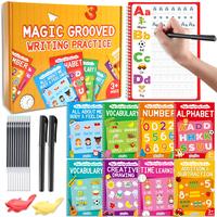 8 Pieces Magic Grooved Writing Practice copybooks Disappearing Ink Pens Reusable Groove Workbooks Tracing Handwriting Practic...