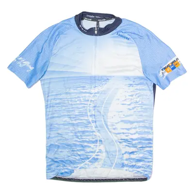 CUORE Full Zip Cycling Mens Jersey Blue High Neck XL