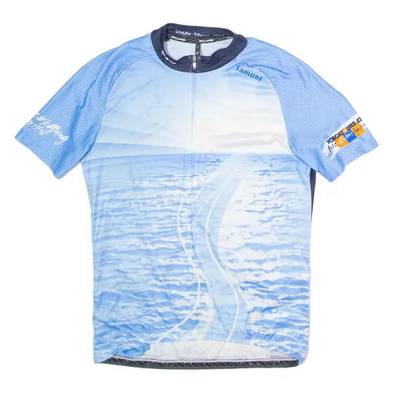 CUORE Full Zip Cycling Mens Jersey Blue High Neck XL