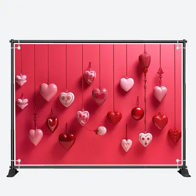 Chic Red Pink Various Heart Valentines Day Backdrop - Aperturee