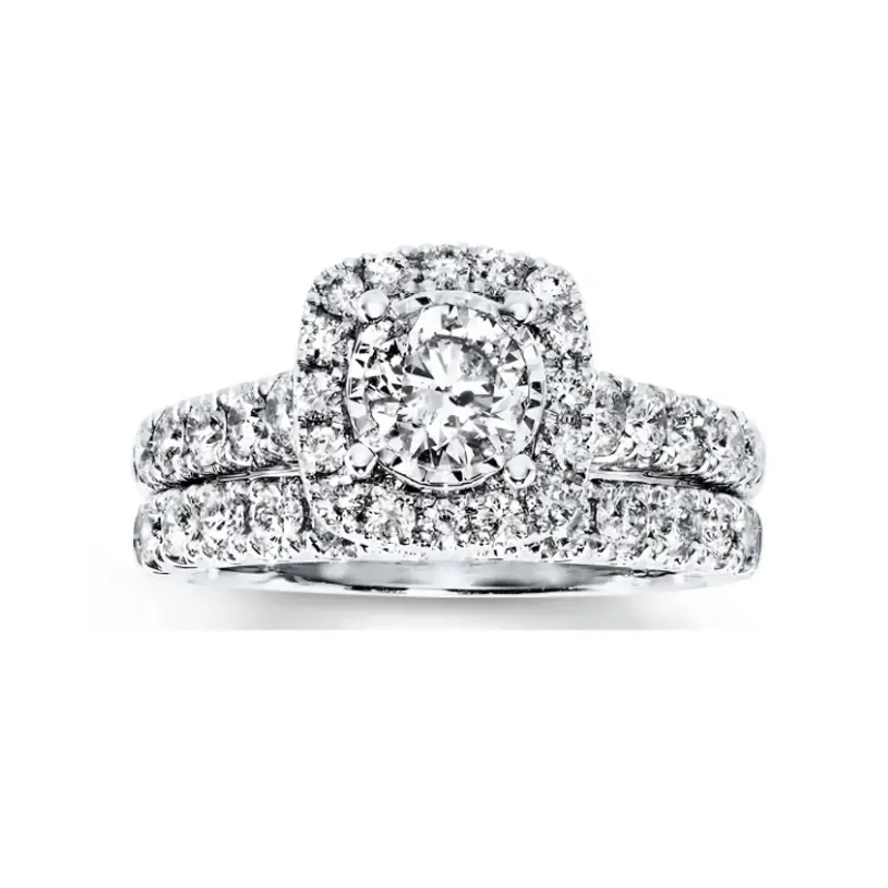 10K White Gold 1.5 to 5 CT Round Moissanite Bridal Set