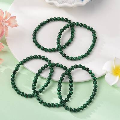 Synthetic Malachite Bead Stretch Bracelets
