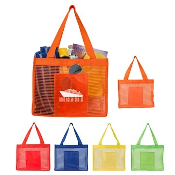 25 Customized Sheer Striped Tote Bag - Nylon Mesh