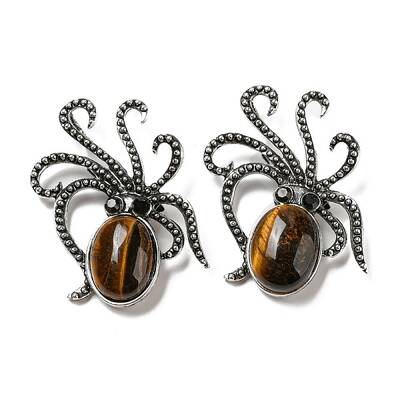 Natural Tiger Eye Octopus Brooch