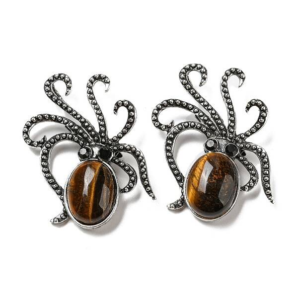 Natural Tiger Eye Octopus Brooch