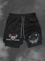 Men's Regular Fit 2 in 1 Graphic Print Drawstring Waist Sports Shorts, Gym Shorts, Casual Pocket Tie Front Track Bottoms for ...
