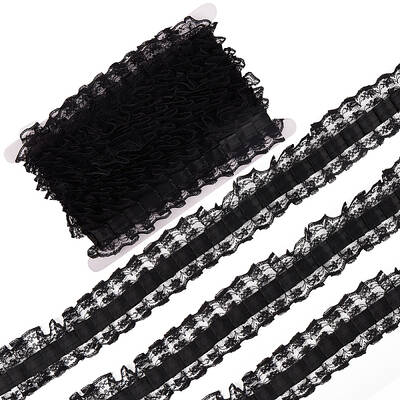 10 Yards Polyester Pleated Flower Lace Trim