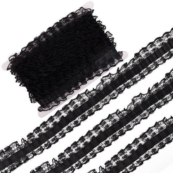 10 Yards Polyester Pleated Flower Lace Trim