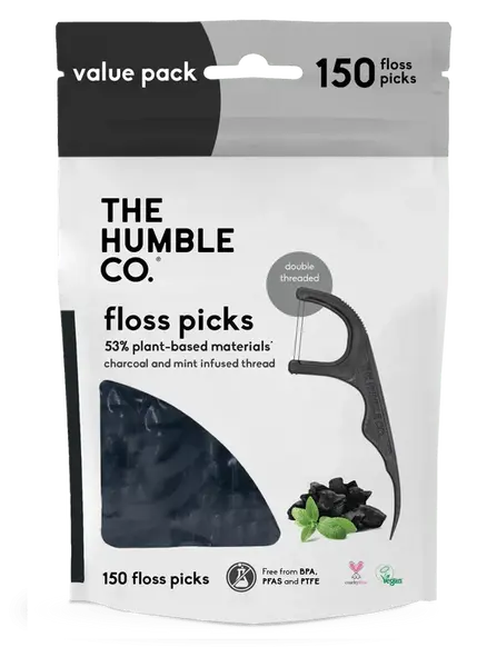 Plant-based Humble Floss Picks - Charcoal (150 pcs)