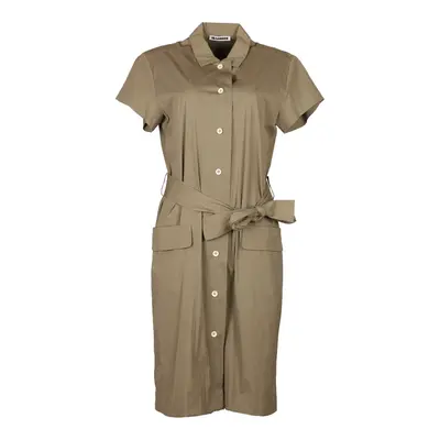 Jil Sander Midi Dress - Medium Beige Nylon Blend