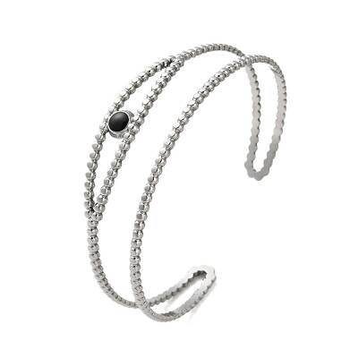 304 Stainless Steel Enamel Eye Shaped Open Cuff Bangles for Women