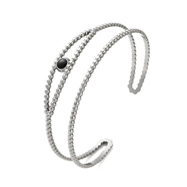 304 Stainless Steel Enamel Eye Shaped Open Cuff Bangles for Women