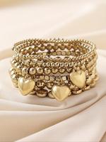 Fashion Heart Decor Bracelet Set, Fashion Jewelry for Party, Daily Clothing Decor, Trendy All-match & Exquisite Jewelry for B...