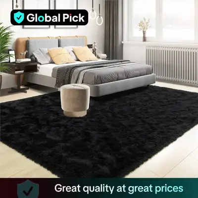 Solid Color Fuzzy Rug, 1 Count Rectangle Non-slip Soft Carpet, Room Accessories, Winter Warm Floor Mat for Home Living Room B...