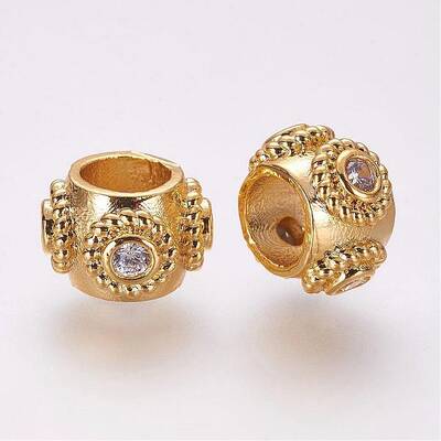 Brass Micro Pave Cubic Zirconia European Beads