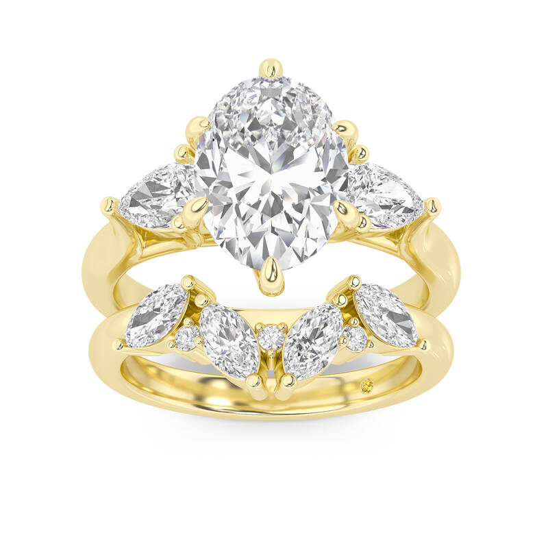 Lumina Lab Grown Oval Shaped Diamond Engagement Ring with the Annabella Wedding Band | 18K Yellow Gold 2 1/4 ct. tw.