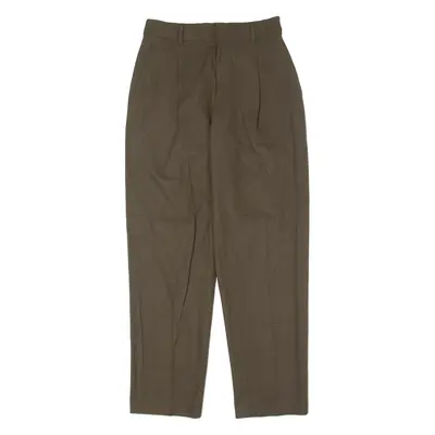 Pleated Mens Flannel Trousers Brown Slim Straight W26 L28