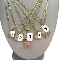 Girl Charms Necklace with Figaro Chain 20” Long - Choose from 5 Unique Charms - Gold-Tone Chain Jewelry