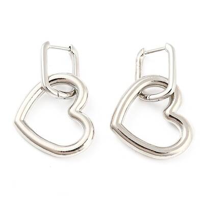 Rack Plating Brass Heart Dangle Hoop Earrings