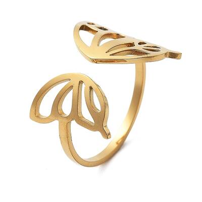 304 Stainless Steel Hollow Butterfly Wing Open Cuff Rings for Women