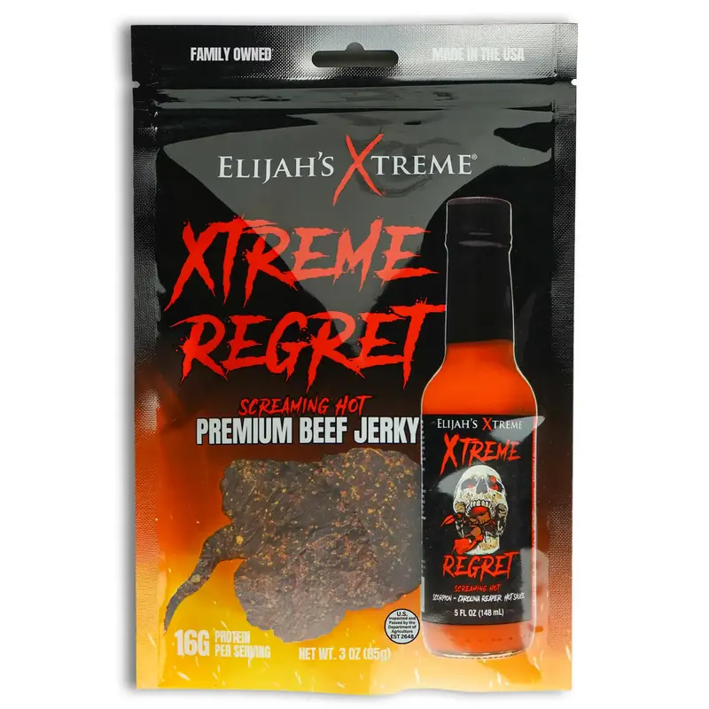 Elijah's Xtreme Beef Jerky Pick Your Flavor: Pineapple Mango, Xtreme Regret Spicy, Maple BBQ Flavors - High Protein 47g Per B...