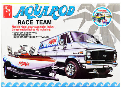 Skill 2 Model Kit Chevrolet Custom Van with Drag/Ski Boat and Trailer \