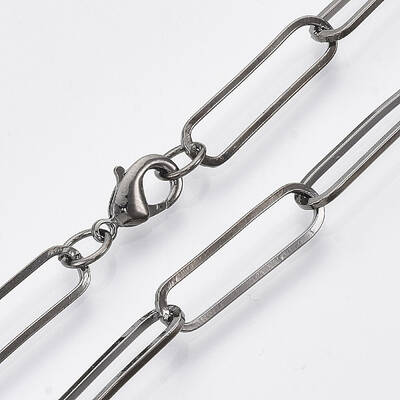 Brass Flat Oval Paperclip Chain Necklace Making