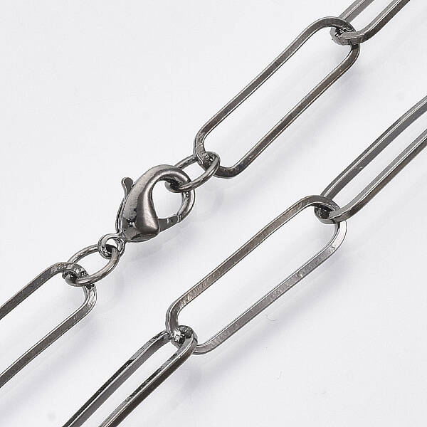 Brass Flat Oval Paperclip Chain Necklace Making
