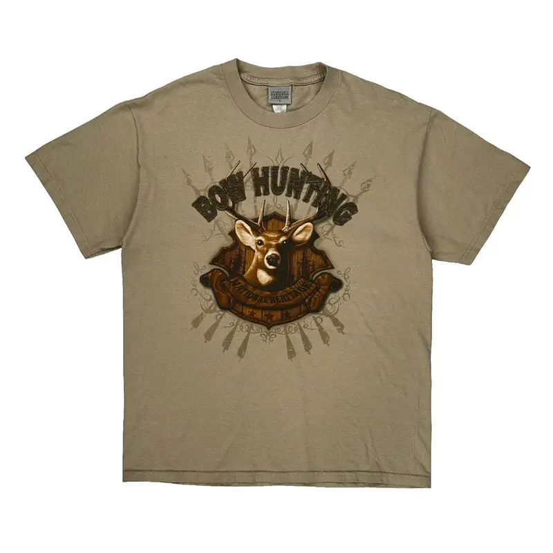 Bow Hunting National Heritage Graphic T-Shirt - Large Beige Cotton