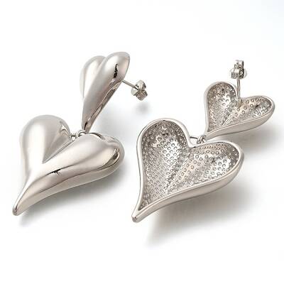 Rack Plating Heart Brass Stud Earrings
