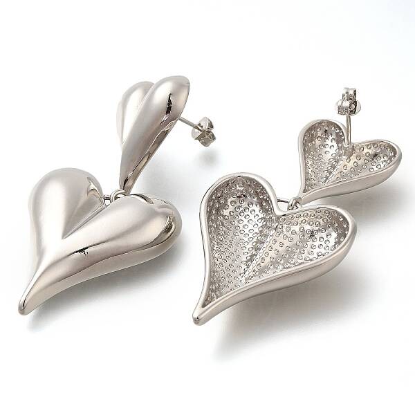 Rack Plating Heart Brass Stud Earrings