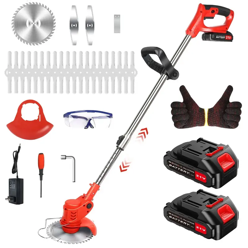 Cordless Weed Wacker, 3-in-1 Cordless String Trimmer & Edger, Lightweight Electric Brushless Metal Blade Grass Strimmer with ...