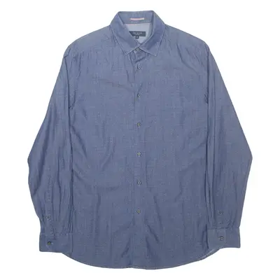 TED BAKER Denim Look Mens Shirt Blue Spotted Long Sleeve M