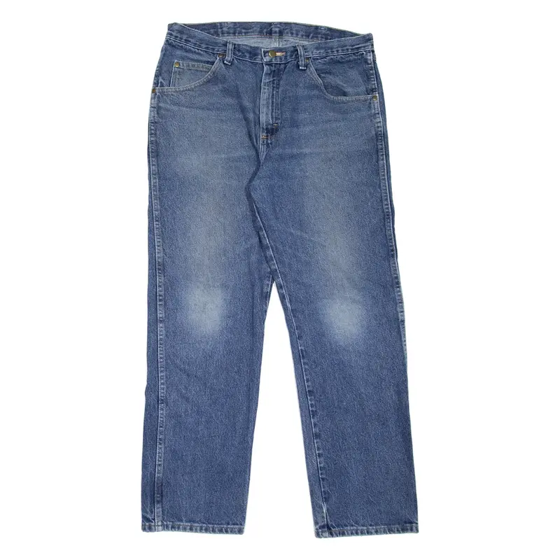 WRANGLER Mens Jeans Blue Regular Straight Stone Wash W34 L30