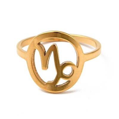 Ion Plating(IP) 201 Stainless Steel Constellations Capricorn Finger Ring for Women