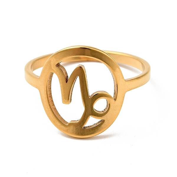 Ion Plating(IP) 201 Stainless Steel Constellations Capricorn Finger Ring for Women