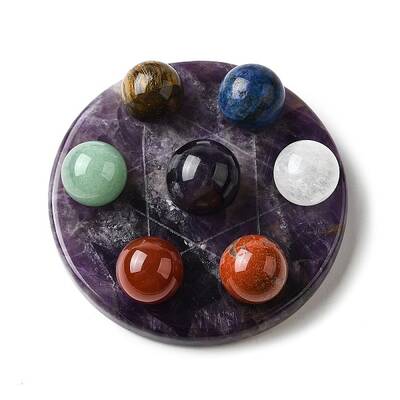 Chakra Natural Amethyst Base Seven Star Group Display Decorations
