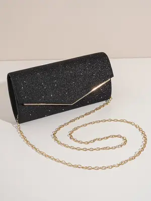 Glitter Evening Clutch with Chain, Women's Sparkling Jewelry Bag for Party, Elegant Purse