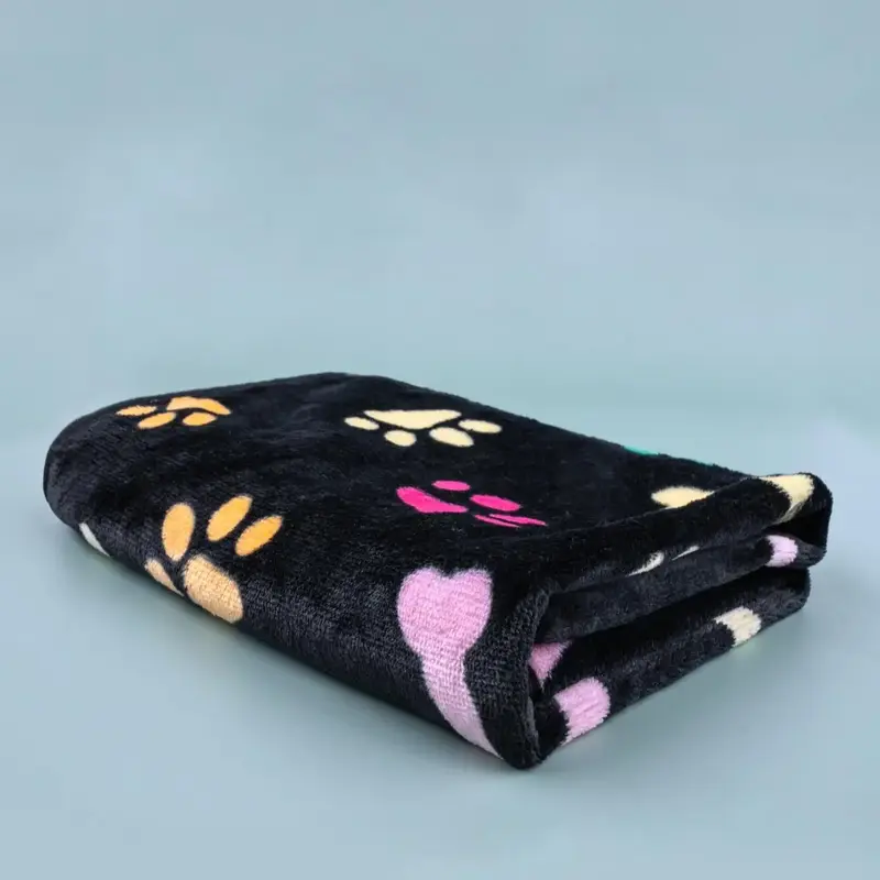 Cute Paw & Bone Pattern Pet Plush Blanket, Soft Pet Blanket, Pet Blanket For Dog & Cat