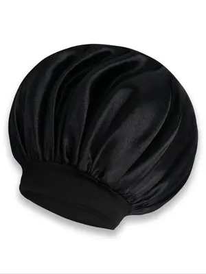 Women's Simple Style Solid Color Night Cap for Galentinesnight, Hair Care Cap with Ruched Design for Sleeping, Soft Elastic H...