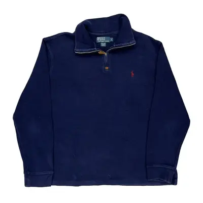 Polo By Ralph Lauren 1/4 Zip - Large Blue Cotton