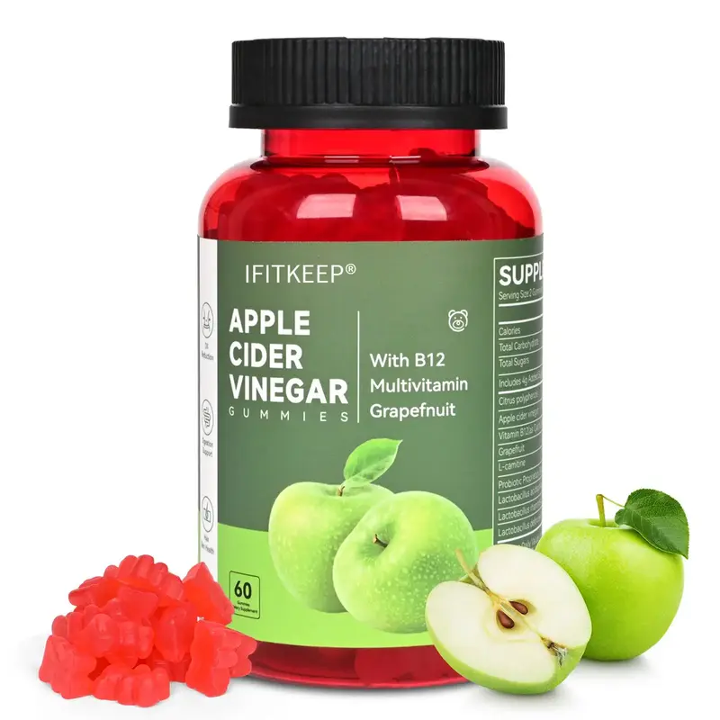 IFITKEEP Apple Cider Vinegar Gummies Gluten-Free with B12 Multivitamin for Digestive Health & Metabolism Support Vegan & Non-...