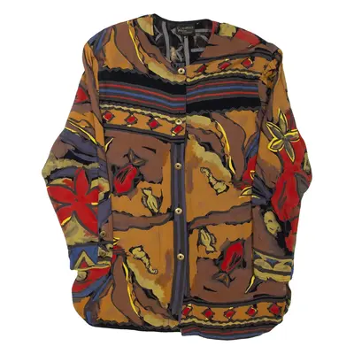 Womens Printed Blouse Red Long Sleeve Crazy Pattern L